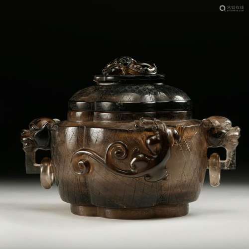 CHINESE ROCK CRYSTAL COVER BEAST CENSER