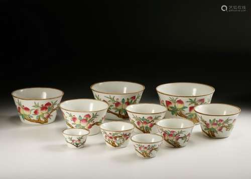 CHINESE FAMILLE ROSE PORCELAIN STACK BOWLS