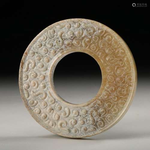 CHINESE ARCHAIC JADE BI DISK