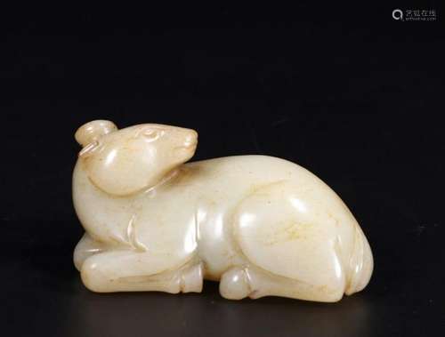 CHINESE WHITE JADE CARVED DEER