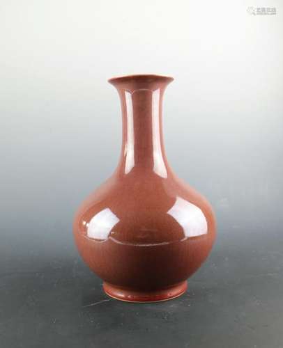 CHINESE OXBLOOD GLAZED LONG NECK VASE