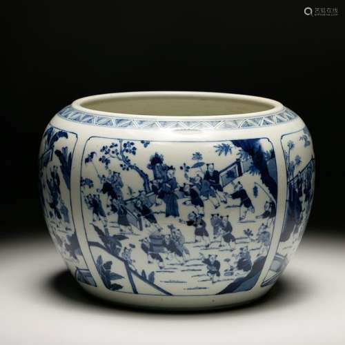 CHINESE BLUE WHITE PORCELAIN BRUSH WASHER