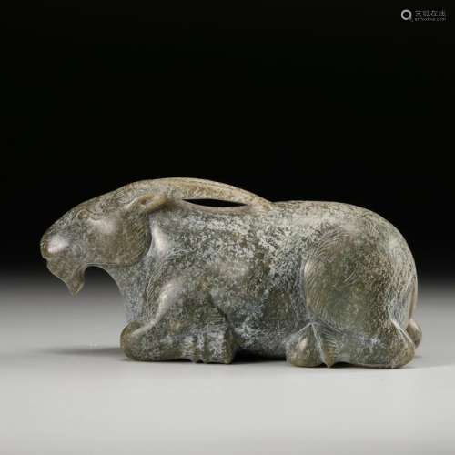 CHINESE CELADON JADE SHEEP