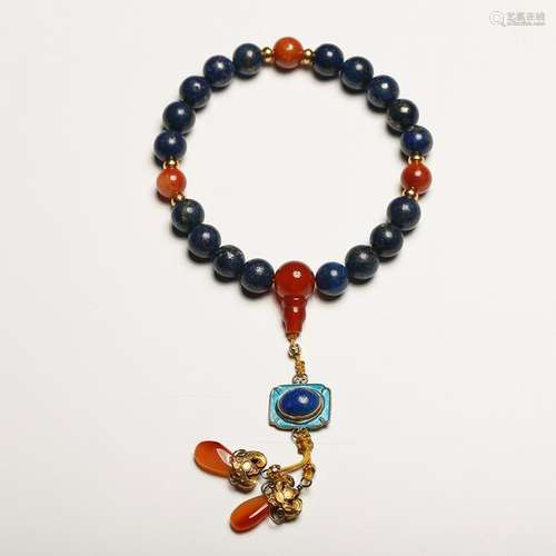 CHINESE LAPIS LAZULI PRAYER BEADS BRACELET