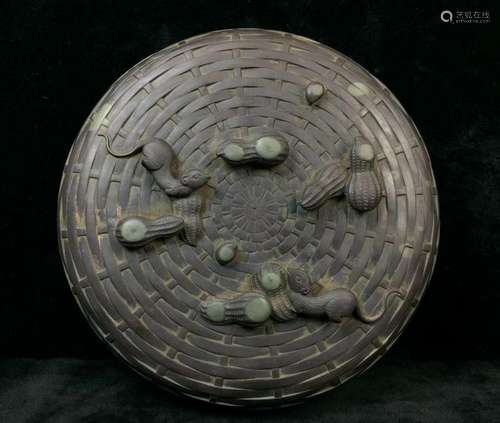 CHINESE BASKET WEAVE SCHOLAR INKSTONE