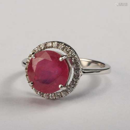 RUBY ON WHITE GOLD RING