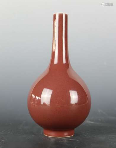 CHINESE OXBLOOD GLAZED LONG NECK VASE