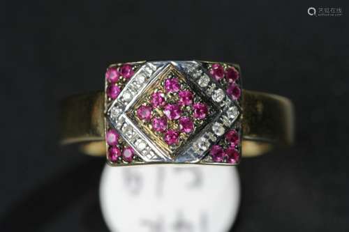 RUBY AND DIAMOND ON GOLD RING