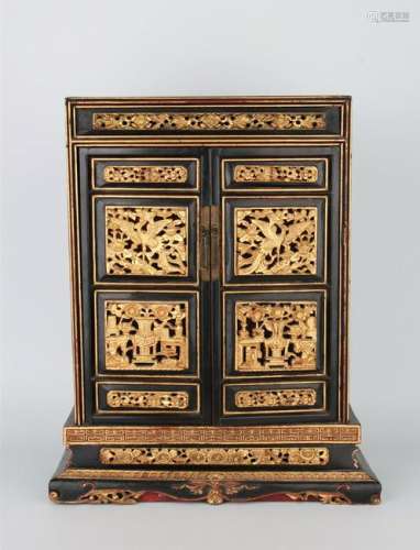 CHINESE GILDED LACQUER WOOD CABINET