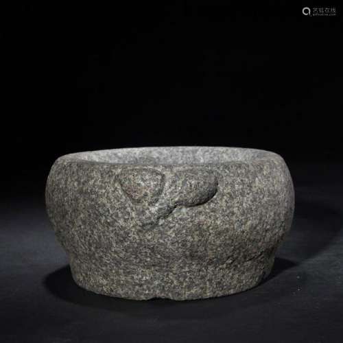CHINESE QING DYNASTY STONE MEDICINE BOWL