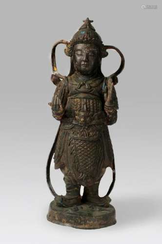 CHINESE BRONZE FIGURE OF WEITUO, MING DYNASTY