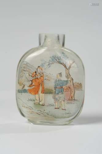 CHINESE INTERIOR PAINTED CRYSTAL SNUFF BOTTLE, QIN