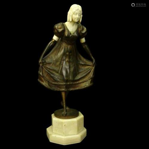 Campbell Bronze and Ivory Sculpture