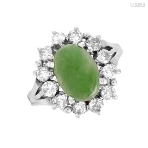 Jade, Diamond and Platinum Ring