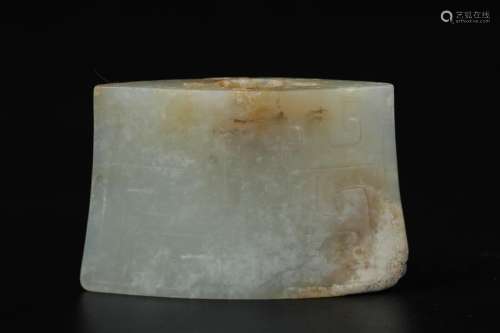 CHINESE WHITE JADE SWORD FITTING, HAN DYNASTY