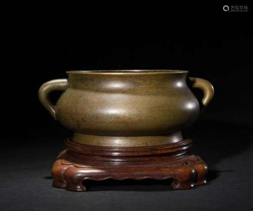 CHINESE BRONZE CENSER WITH XUANDE MARK