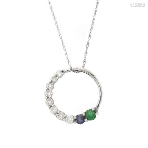 Diamond, Gemstone and 14K Pendant Necklace
