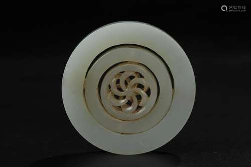 CHINESE WHITE JADE ROTATING PENDANT, QING