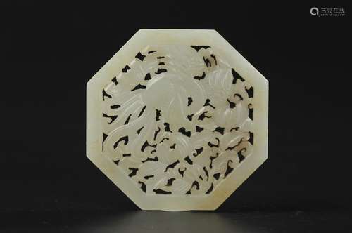 CHINESE WHITE JADE PHOENIX PENDANT, QING DYNASTY