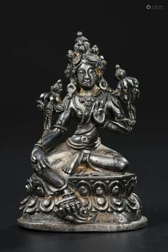 CHINESE SILVER FIGURE OF TARA