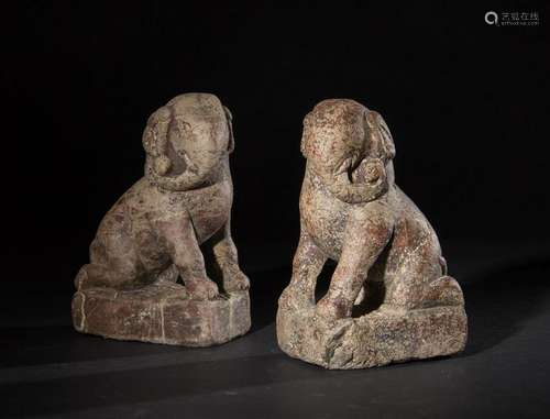 CHINESE STONE ELEPHANTS, PAIR