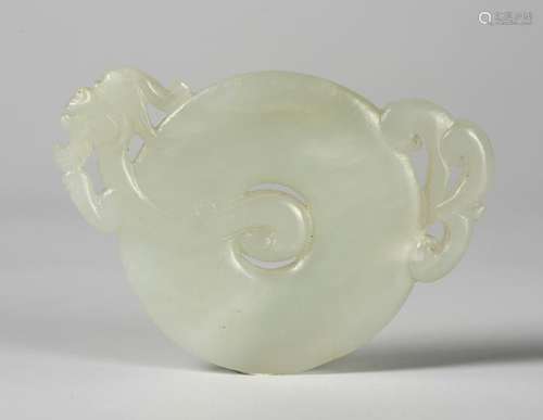 CHINESE WHITE JADE DRAGON PENDANT, QING DYNASTY