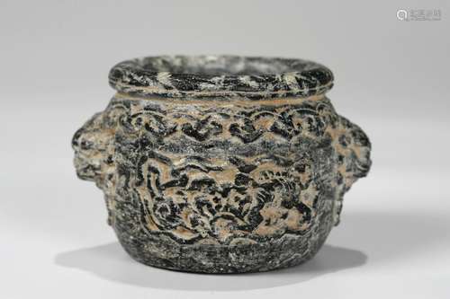 CHINESE STONE CARVED BEAST CENSER