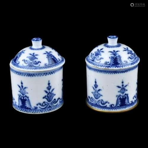 French Saint-Cloud Porcelain Pommade Pots