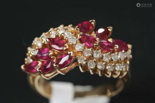 RUBY AND DIAMOND ON GOLD RING