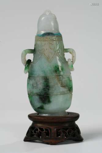 CHINESE JADEITE COVER VASE, QING DYNASTY