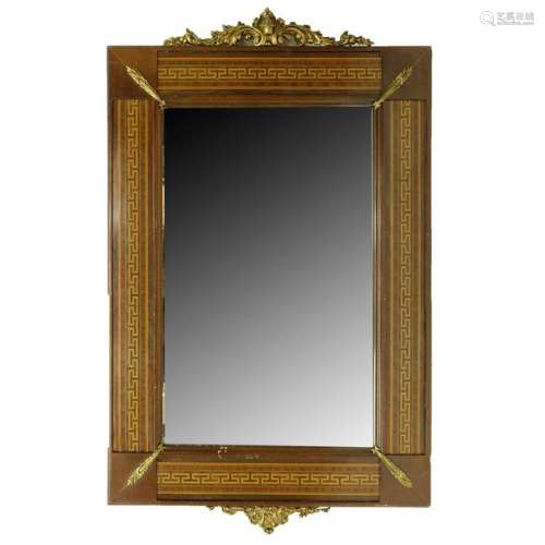 Modern Lacquered Wood Inlaid Wall Mirror