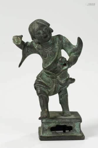 CHINESE BRONZE FIGURE OF BOY, MING DYNASTY