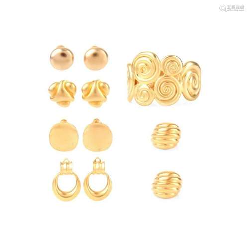 Seven (7) Pieces Gold-Tone Costume Jewelry. Pieces