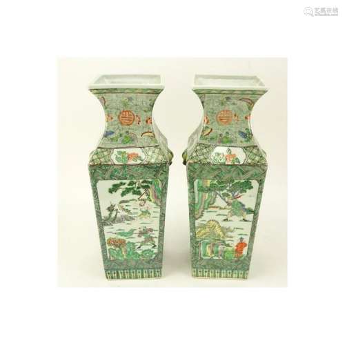 Pr 20C Chinese Vases Export Porcelain Famille Vert