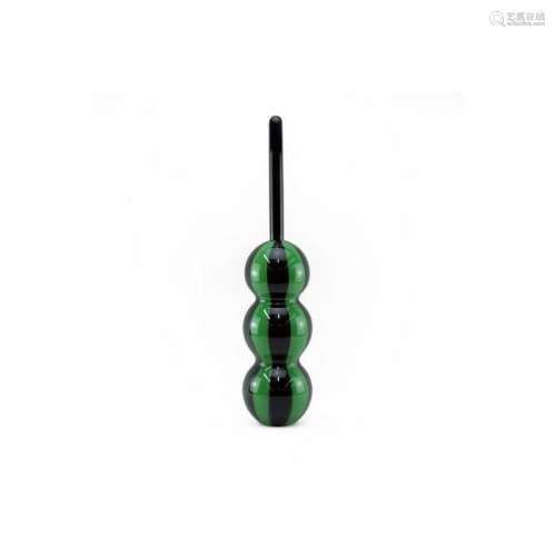 Mid Century Modern Art Glass Green and Black Color