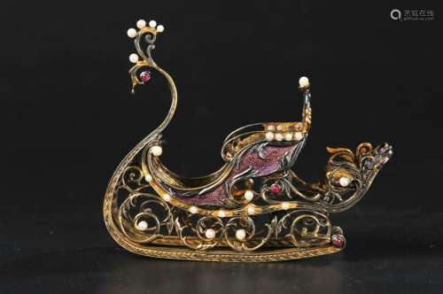 SILVER JEWELED SLEIGH, HOUSE OF FABERGE
