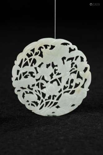 CHINESE WHITE JADE PLAQUE, QING DYNASTY