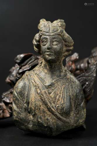 ROMAN BRONZE FEMALE BUST, 2-3 CENTURY