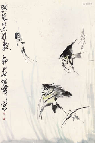 黄独峰 神仙鱼 镜框 纸本
