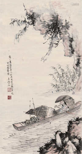 李研山 山水人物 立轴 纸本