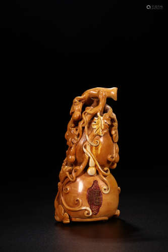 RARE MATERIAL GOURD SHAPE HOLLOW-OUT ORNAMENT
