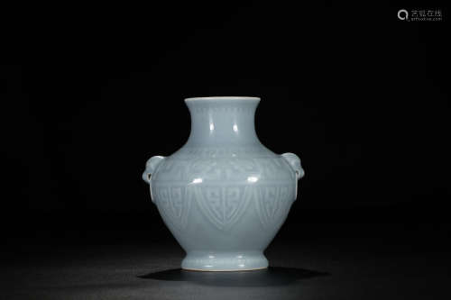 QIANLONG MARK BLUE GLAZE ZUN VASE