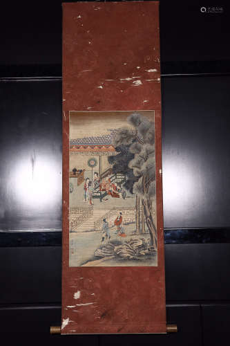 QIUYING MARK FIGURE STORY SILK SCROLL