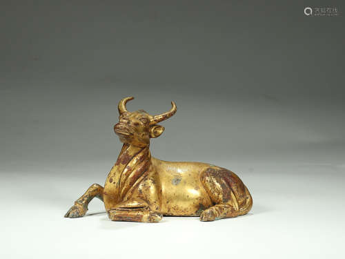 GILT BRONZE OX ORNAMENT