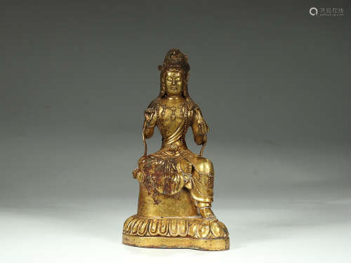 GILT BRONZE GUANYIN ORNAMENT