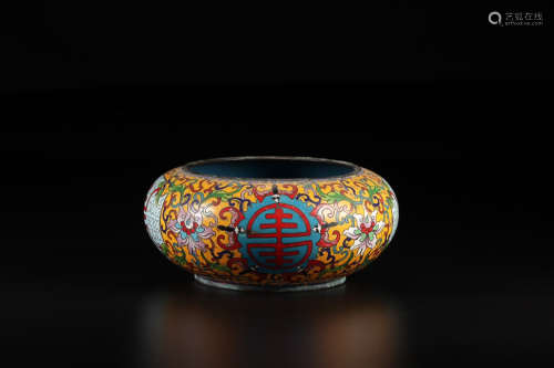 A CLOISONNE FORTUNE PEN WASHER