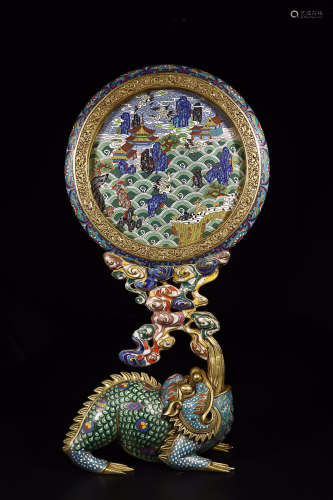 QIANLONG MARK CLOISONNE 'JINCHANWANGYUE' ORNAMENT