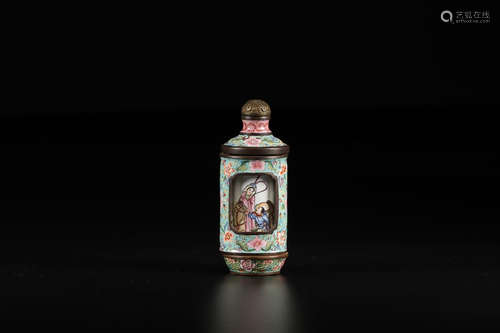 QIANLONG MARK BRONZE ENAMEL SNUFF BOTTLE