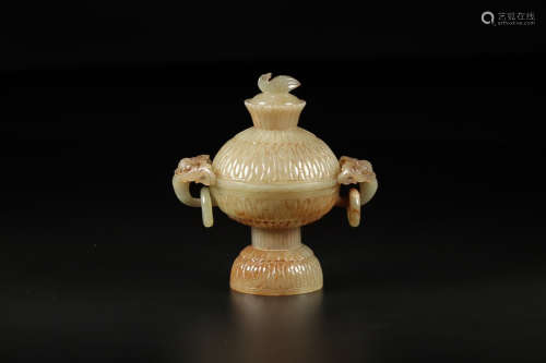 HETIAN JADE HIGH FOOT CENSER