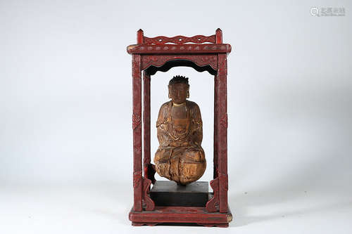 RED LACQUER BUDDHA NICHE